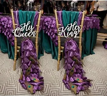 

His Queen Her King Chair Sign - Wooden Wedding Sign - Wedding Chair Signs