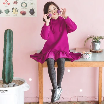 

2018 Toddler Girls Dresses Autumn Long Sleeve Girl Dress Cotton Flannel Mermaid Dress For Kids Girl Baby Velvet Sweatshirt