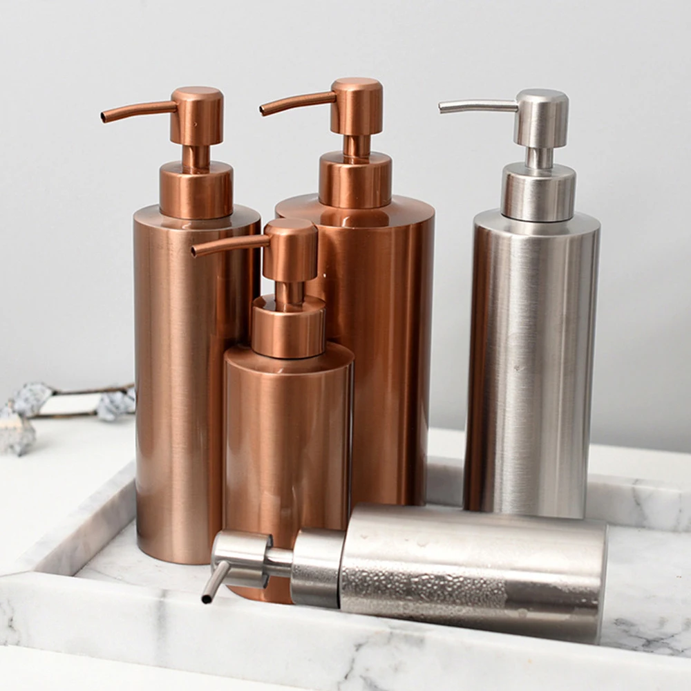 Billig 250ml 350ml 550ml Bad Shampoo Metall Lagerung Flasche Nordic Chic Flüssigkeit Lotion Sub flasche Elegante Vogue reise Rose Gold Flasche
