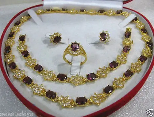 

hot sell new - Jewelry 001177 Women's Jewelry Purple Necklace Bracelet Earring Ring (A0425)