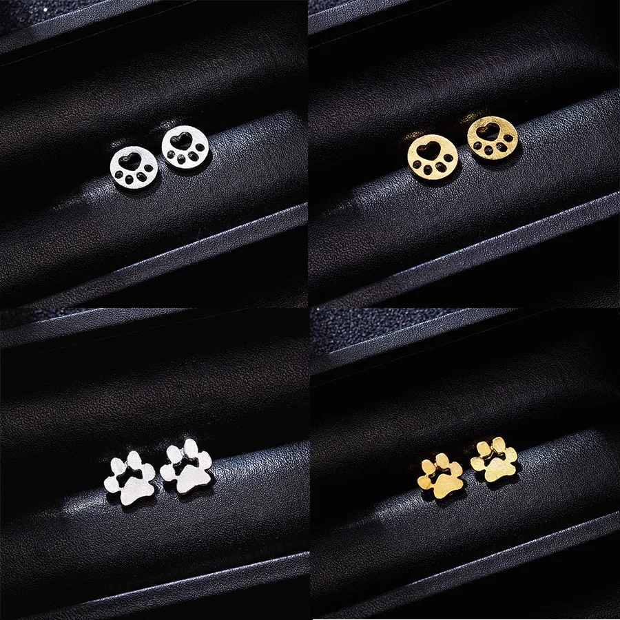 

Lovely Paw Earrings for Women Cute Cat Dog Paw Print Stud Earrings Jewelry Gift Pierced Ear Jewelry for Girls New Year Gift