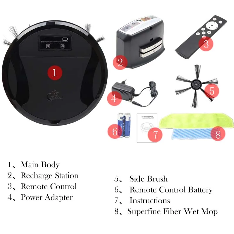 Робот Пылесос Smart Cleaner 330C с 280 мл резервуар для воды Wi Fi App управления и Авто Зарядка