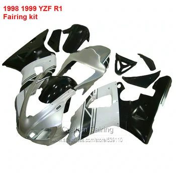 

Body kit For YAMAHA YZF R1 98 99 ( Silver & black ) Fairings 1998 1999 Abs Fairing kit HY44