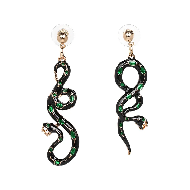 

Drop Earrings Personality Exaggerated Gold Crystal Alloy Snake Earrings Outlets Jewelry Animal Dangle Earrings For Women