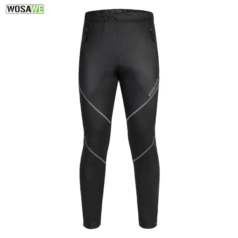 

WOSAWE Winter Men's Windproof Fleeced Thermal Cycling Long Pants Sports Trousers Reflective Athletic Pant MTB Bike Bicycle Pants