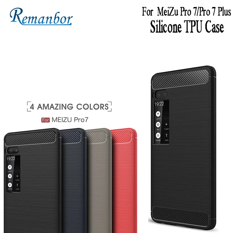 Remanbor For MeiZu Pro 7 Plus Silicone TPU Case Soft Back Carbon Fiber Cover Replacement Phone |