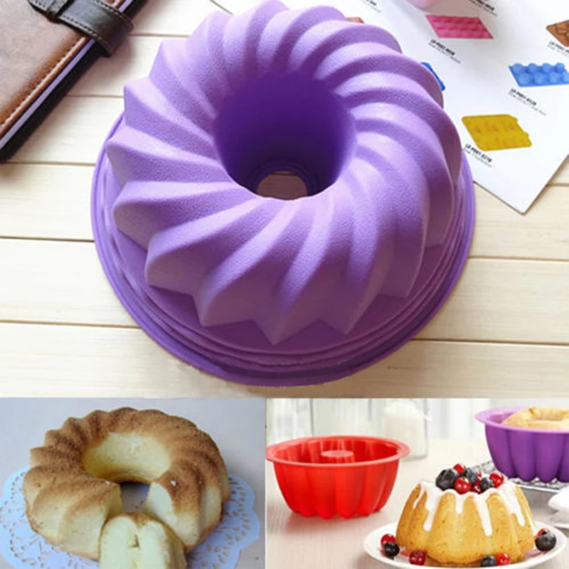 1pc Swirl Bundt Cake Pan Chocolate Pastry Silicone Mold Bakeware Tray Mould Tool  Christmas Cake tools bundt cake pan mold