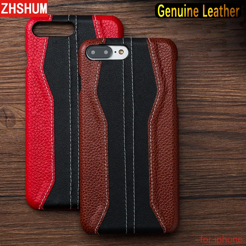 

Mix Color Genuine Leather Case For Iphone X 8 7 Plus XS MAX XR 6S 6 10 Skin Luxury Handmade Case Full Back Cover for Iphone 5 SE