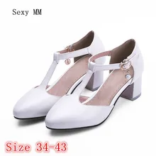 Niedrigen Ferse Mary Janes Schuhe Platz High Heels Sandalen Frauen Pumpt Büro Karriere Schuhe Damen Kitten Heels Plus Größe 34-40.41.42.43