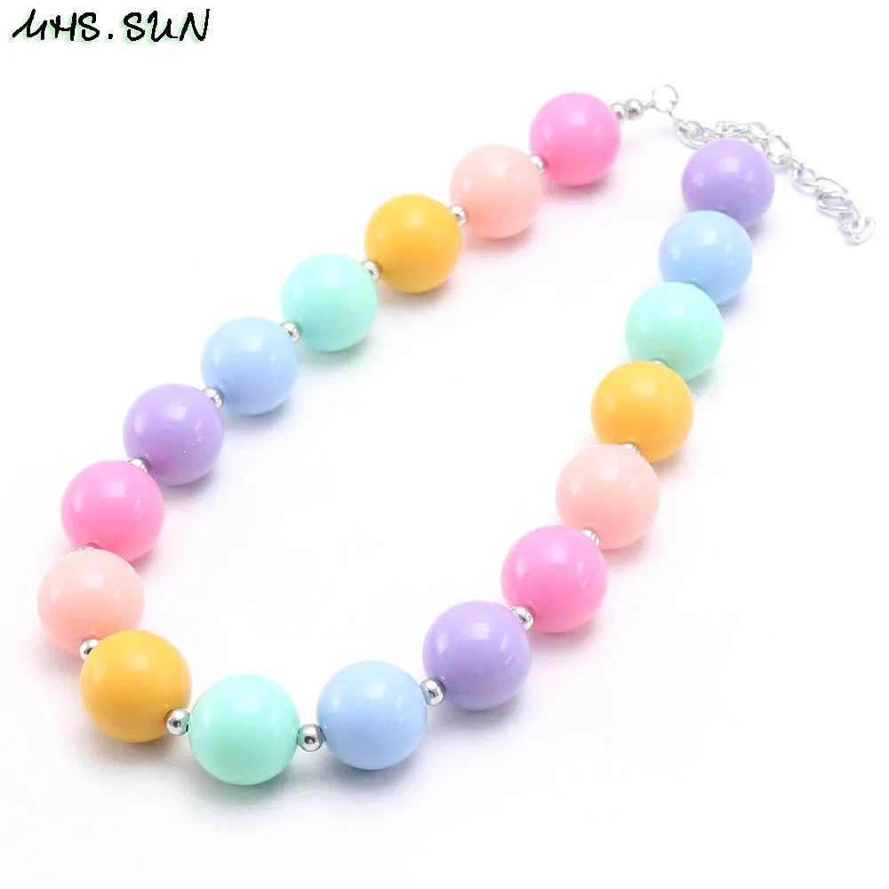 

MHS.SUN cute colorful chunky beads necklace for girls handmade kids bubblegum jewelry necklace children choker jewelry 1pc