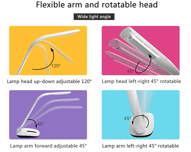 [Семь Neon] Мода Портативный 7 Вт 30lm 7 градусов затемнения света, любой угол регулируемый, LED Настольная лампа, LED настольная детская настольная лампа