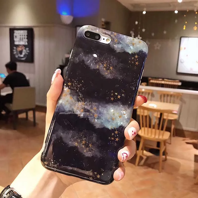 Kerzzil винтажный мраморный чехол для iPhone 11 Pro X XR XS Max 7 8 Plus, Мягкий ТПУ силиконовый чехол s для iPhone 8 7 6 6S Plus - Цвет: Black Star