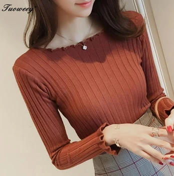 

2018 New Women Pullover Sweaters O-Neck Slim Bottoming Knitted Sweaters Fashion High Elastic Female Jumper Shirts Knitwear Tops