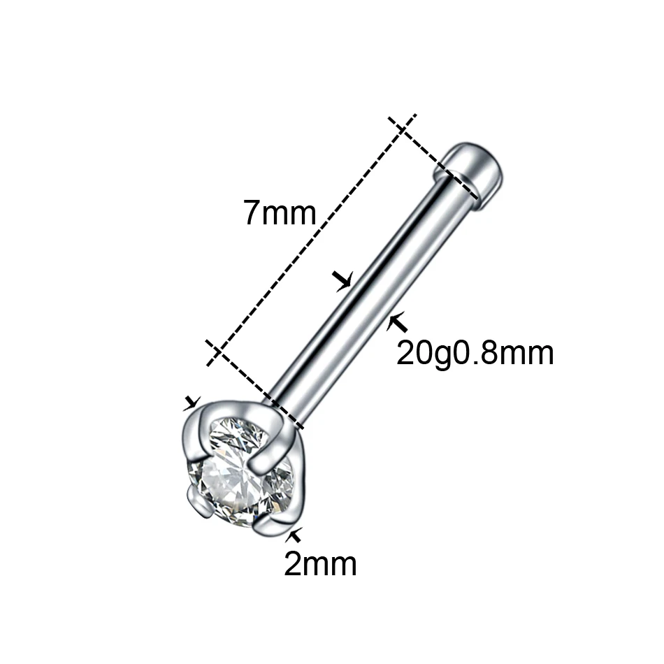 1 шт Стальная Круглая Драгоценная камень Orelha хряща Labret Tragus бровь ноздри серьги пирсинг Ушная перегородка спираль Нос Винт Шпилька ювелирные изделия для тела - Окраска металла: Style4 0.8x7x2mm