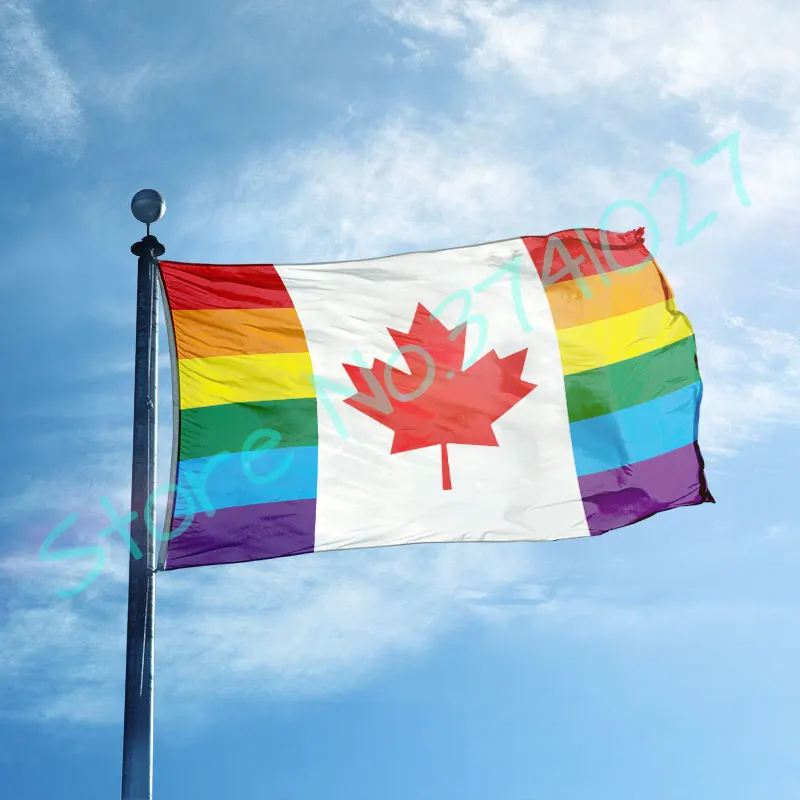 

new gay flags 3x5ft100% polyester Gay Pride Rainbow with Canada Flag