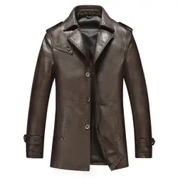 Кожаная куртка Для мужчин из мягкой искусственной кожи Куртка Мужской Бизнес повседневные пальто человек Jaqueta Masculinas Inverno Couro большой YB26