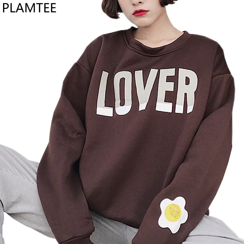 PLAMTEE Vintage Hoodies Sweatshirt Women Letter Print