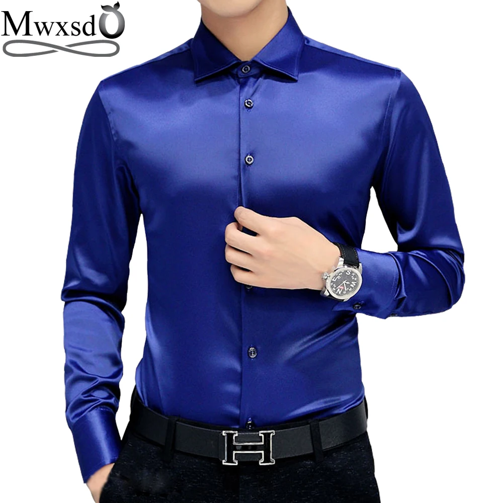 Silk Shirt Men Promotion For Promotional On Plus Size 5xl 2016 New Men S Luxury Shirts Wedding Party Dress Long Sleeve Shirt Silk Tuxedo Mercerized Cotton