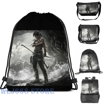 

Funny graphic print shoulder Bags women Tomb Raider Lara Croft in cave Single shoulder backpack travel for men Gym Bag