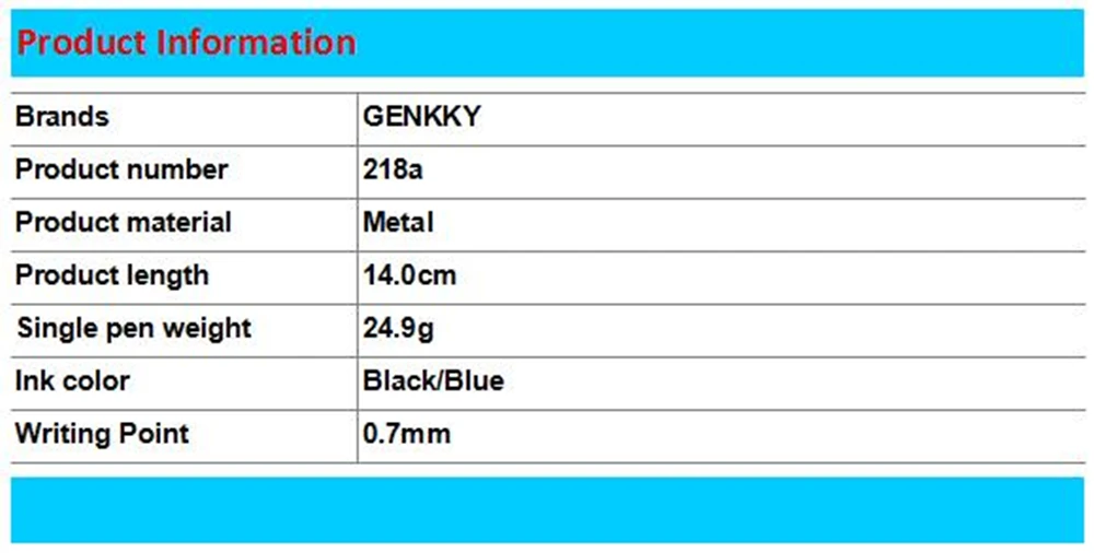 1 шт. GENKKY шариковая ручка металл материал пресс стиль шариковые ручки для школы офисные чернила цвета черный синий G2 заправки 0,7 мм