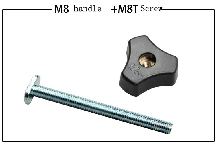 Алюминий t-образный Т-образными пазами дорожка 300 мм/400 мм/500 мм/600 мм/800 мм T болт приспособление слот для Круглопильный Станок Деревообрабатывающий инструмент - Цвет: M handle andM8 screw