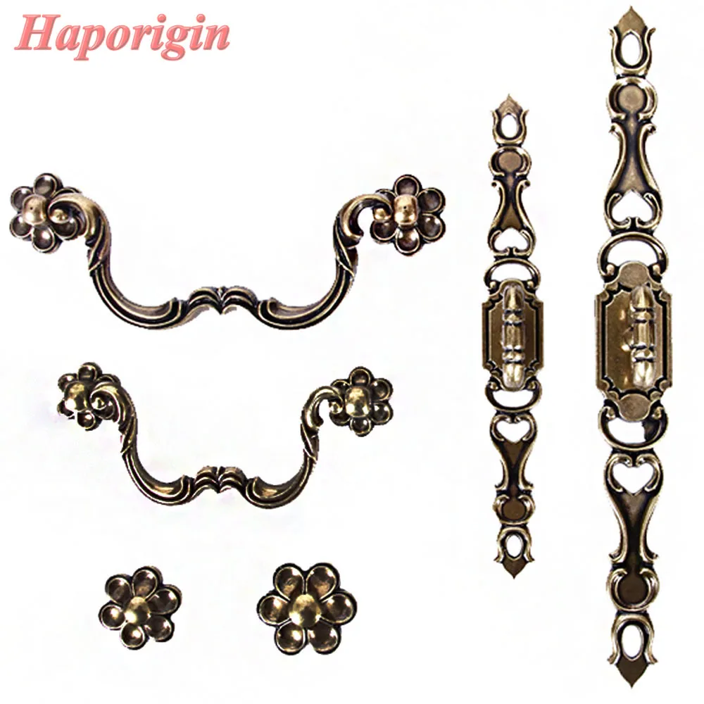 

2x Antique Cabinet Drawer Handles Furniture Door Knobs Vintage Wardrobe Knobs Kitchen Cabinet Cupboard Handles Bars Pulls Bronze