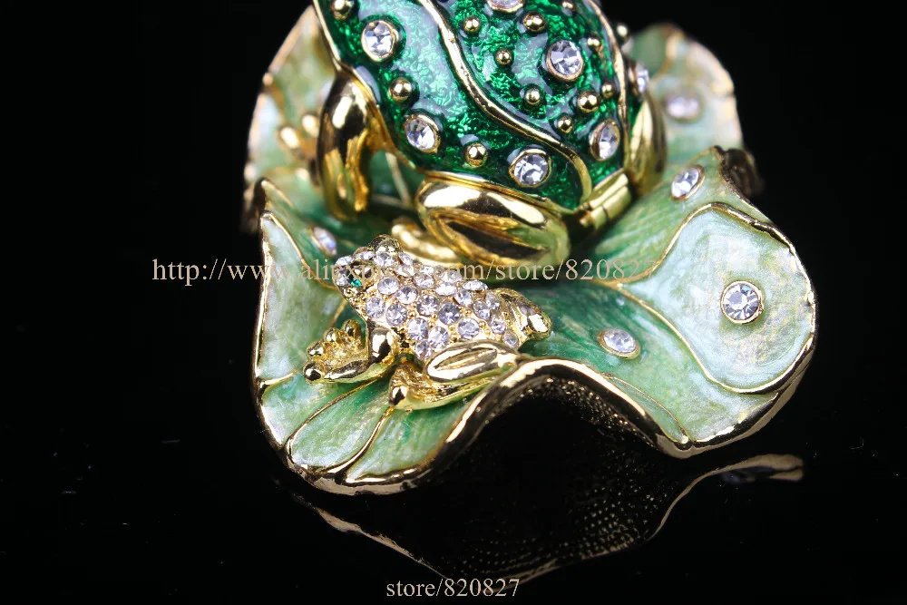 Легендарная девичник Лягушка принц кристаллы жаба король корона, инкрустированная Ювелирная шкатулка Bejeweled лягушка с короной(9*9*6 см(Д* Ш* В