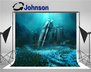 

3d rendered underwater fantasy landscape column backdrop Vinyl cloth High quality Computer print wall background