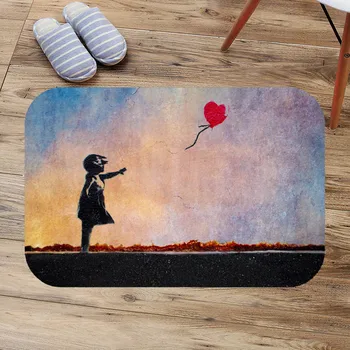 

Banksy Graffiti Doormat Floor Mat Anti-slip Water Absorption Carpet Kitchen Mat Door Mat Custom Toilet Rug Bathmat