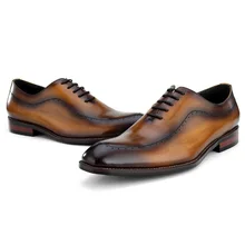 Одежда высшего качества черный/коричневый свадебные модельные туфли мужские оксфорды деловые туфли из натуральной кожи мужской социальной обувь