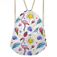 Draw String Bags Girl Tropical Flamingo Design Drawstring Bag Women’s Small Beach Package Bags Female Casual Mochila Bolsa Mujer