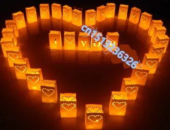 

30 pcs NEW Heart Tea light Holder Luminaria Paper Lantern Candle Bag For BBQ Christmas Party Wedding