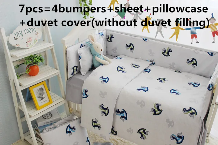 

Promotion! 6/7PCS baby bedding set Pure cotton crib bumper baby cot sets baby bed bumper, 120*60/120*70cm