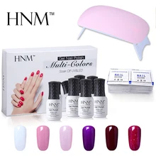HNM 8 мл 6 шт. Nai Гель-лак 1 шт. УФ-лампа 10 шт. набор оберток для удаления ногтей Гель-лак Гибридный лак замачиваемый Гель-лак Набор Для лаков