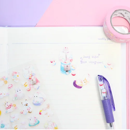 1 шт/1 лот Kawaii канцелярские наклейки глубокий розовый Кот дневник планировщик
