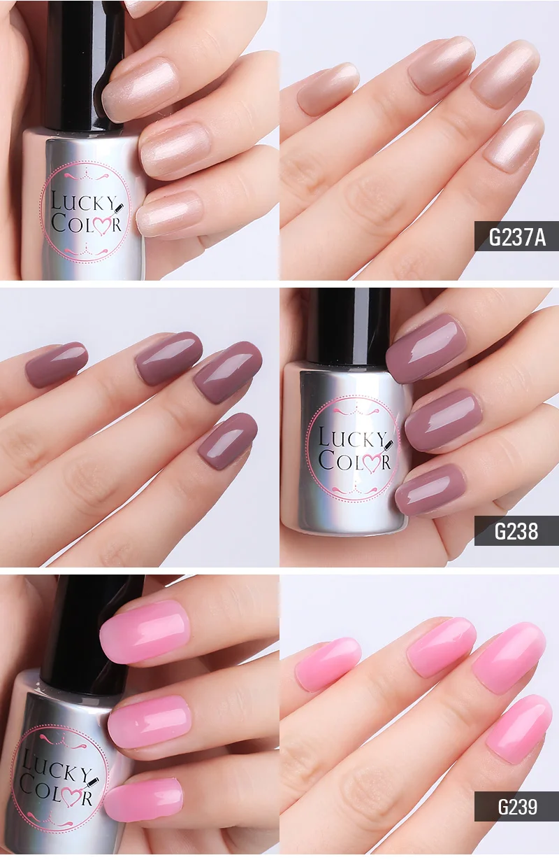 Lucky color Nude УФ гель лак для ногтей розовый долговечный замачиваемый светодиодный лак для маникюра красоты DIY гель лак для ногтей Инструменты 9 цветов 10 мл