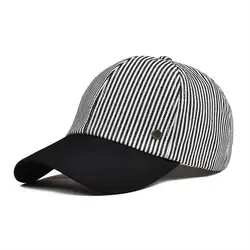 Voboom саржевого хлопка Для мужчин Для женщин летняя кепка-Бейсболка Черный Полосатый Цвет Регулируемый головной убор 148
