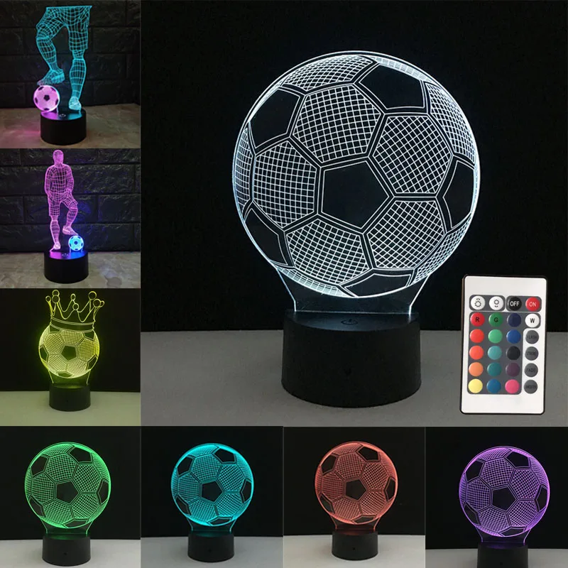 Football 3D Table Lamp Soccer Led Night Lights Colorful Bedside Bedroom Home Desk Decoration Lumina