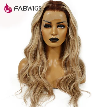 Fabwigs Transparent Lace Wigs Highlight Lemi Color T4/27 613 Lace Front Wigs PrePlucked Blonde Colored Human Hair Wigs Brazilian 2