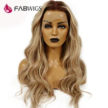 Fabwigs 180% Density Lemi Color T4/27/613 Lace Front Human Hair Wigs Pre Plucked 13×4 Brazilian Remy Human Hair Wigs