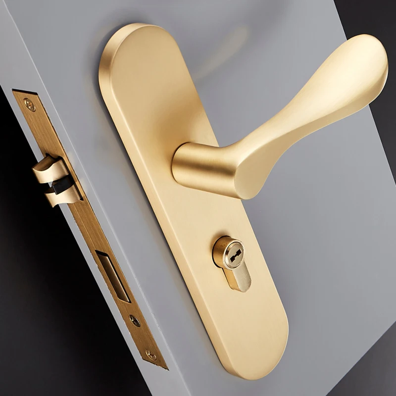  High Quality 1Set Solid Brass Door Lock Set Comfortable Handle Interior Door Locks Security Anti-th - 33048045238
