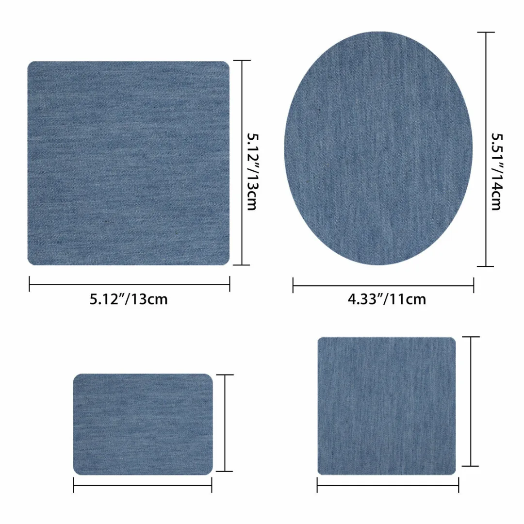 20pcs 5 Color DIY Iron on Denim Fabric Patches for For Jean Pants Bag Elbow Sewing Fabric + Sewing Kit