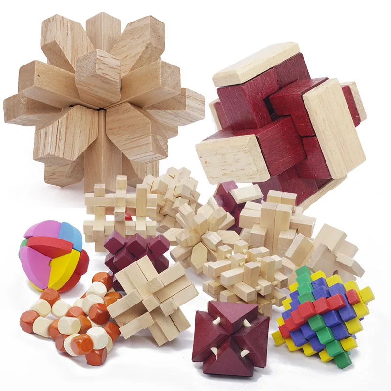 

53 Kinds 3D Wooden Puzzle Toys Game Interlocked Cube Brain Teasers Educational Toy for Children Building Kit Block Model 29-53