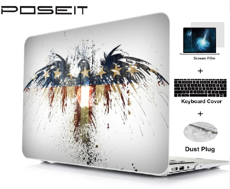 

Plastic Hard Case Cover Laptop Shell Keyboard Cover For Macbook Air11 13 Pro Retina Touch Bar 12 13 15" Screen Film Dust Plug