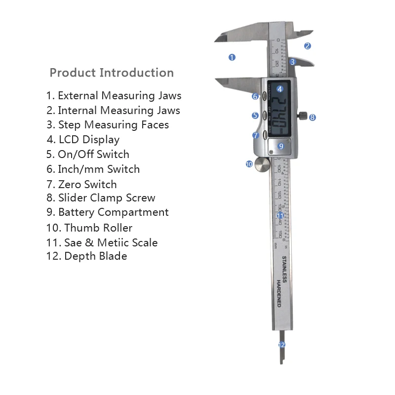 6 дюймов 0-150 мм ЖК-дисплей экрана электронный цифровой штангенциркуль с нониусом из нержавеющей Нержавеющая сталь суппорт микрометра