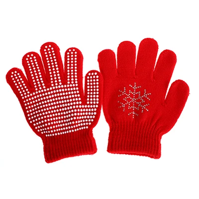 Nasinaya, перчатки для фигурного катания для детей, девочек, взрослых, волшебные вязаные варежки, эластичные, теплые, флисовые, для катания на льду, для защиты от снега, для рук, 2 - Цвет: red