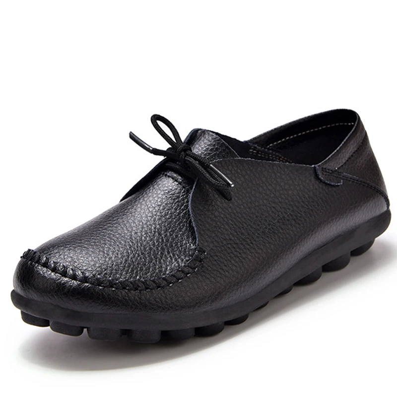 

SAILING LU Solid Lace up Loafers Flats Shoes Women Casual Round toe Soft Women Platform Shoes 5 Colors Plus Size 35-44 XWD6463