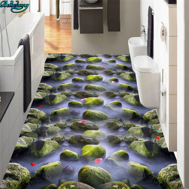 Beibehang suelo personalizado grande hermoso río Piedra musgo rose