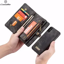 

CaseMe Genuine Leather Case For iPhone X Detachable 2 in 1 Zipper Credit Card Money Purse Case For iPhone 6 7 8 Plus cover