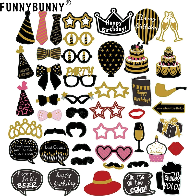 

FUNNYBUNNY Birthday Photo Booth Props Party Favor Kit Graduation Party Decoration Funny Glasses Photo Props 41 Count
